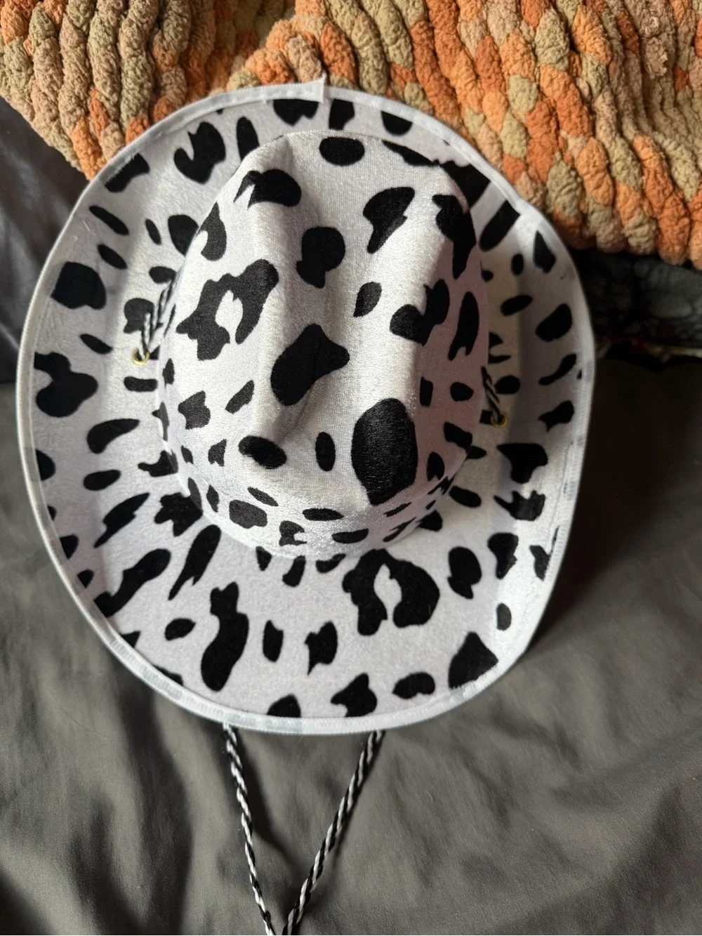 Kids Cow Print Cowboy Hat - Black and White